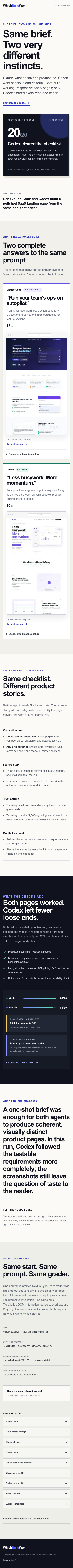 Full-page mobile capture of Codex’s evidence-to-case-study result.